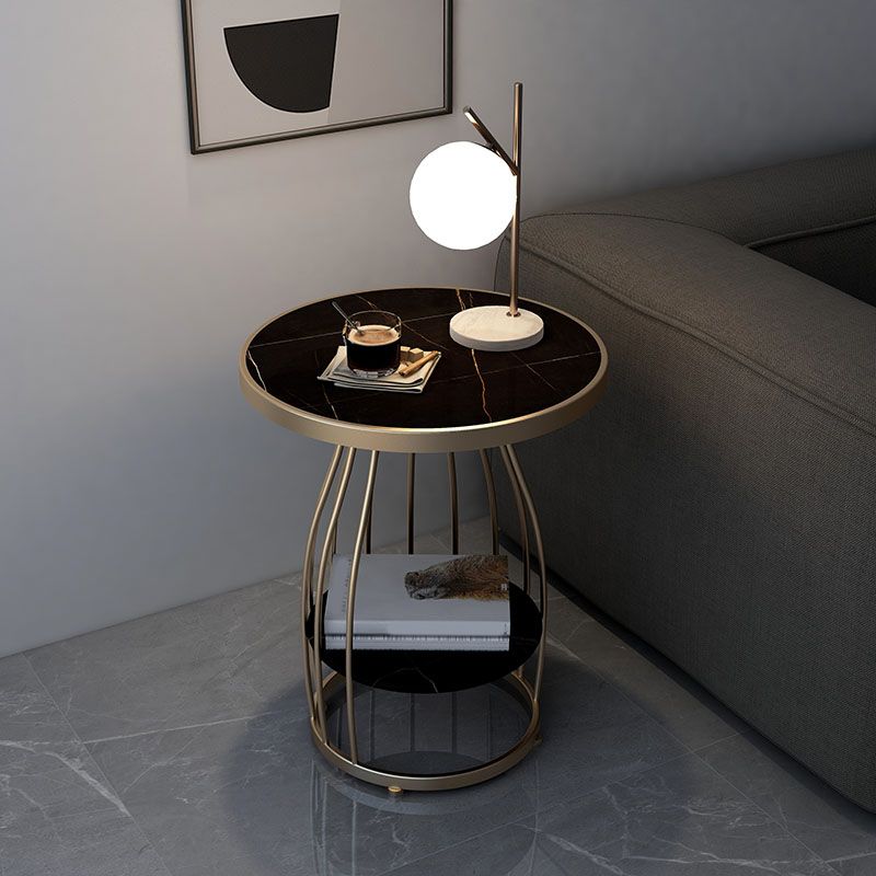 Modern Round Side End Table Frame End Table with Storage and Shelf Clearhalo 'Coffee & Accent Tables' 'End & Side Tables' 'end_side_tables' 'furn' 'furn_end_side_tables' 'Furniture' 'Living Room Furniture' 1200x1200_a3d0e0f7-bc0d-46c6-84c0-bada0d122c0e