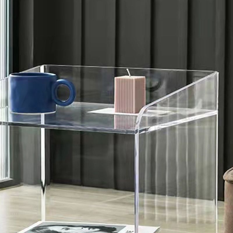 Plastic Rectangular Side End Table 15.74" Wide Sled Sofa Side Accent Table