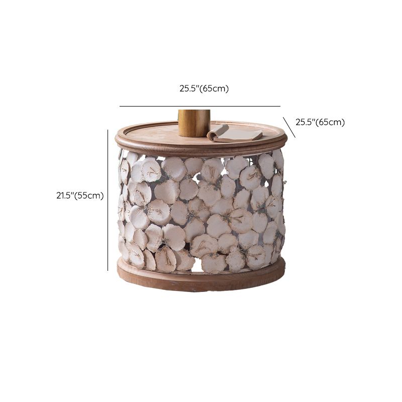 Table d'extrémité en bois massif de forme ronde avec table d'angle de base en métal pour le salon