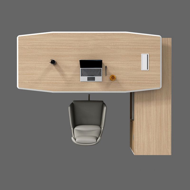 White and Natural Office Desk Modern Artificial Wood Executive Desk Locking Drawer Clearhalo 'furn' 'furn_office_desk' 'Furniture' 'Office Desks' 'Office Furniture' 'office_desk' 1200x1200_a3d25473-77b9-49fc-ac73-05ff2fed5633