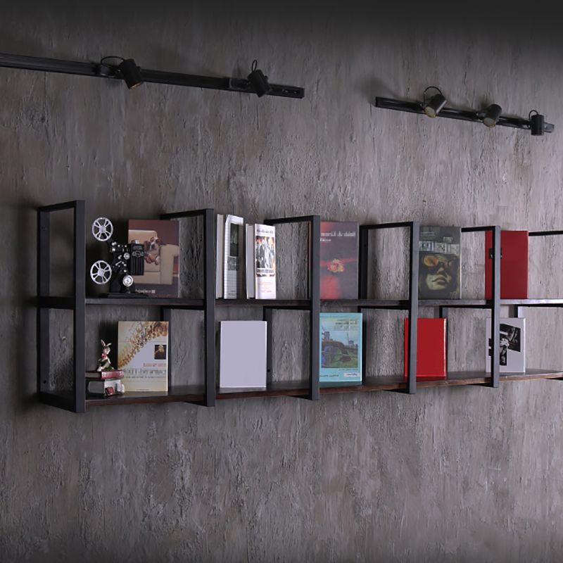 Industrial Wooden Storage Bookshelf Wall Mounted Bookcase with Rectangle Shelves Clearhalo 'Bookcases' 'furn' 'furn_bookcases' 'Furniture' 'Office Furniture' 1200x1200_a3d34f70-2526-4f69-8e7e-4e3eae310f32