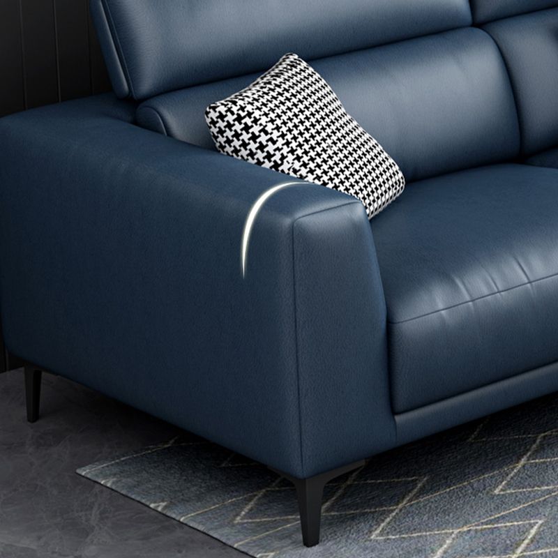 Faux Leather Square Arm Sofa/Sectional with Adjustable Bolster Pillows, Stain Resistant Clearhalo 'furn' 'furn_sectionals' 'Furniture' 'furniture_sectionals' 'Living Room Furniture' 'Sectionals' 1200x1200_a3d3b7a8-ce2d-4a92-912a-4e306dc6d86f