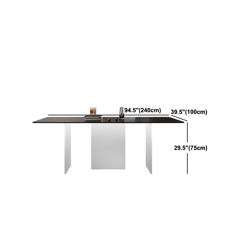Modern Rectangle Dining Table Black Top Sintered Stone Table for Home Clearhalo 'Dining Tables & Seating' 'Dining Tables' 'dining_table' 'furn' 'furn_dining_table' 'Furniture' 'Kitchen & Dining Furniture' 1200x1200_a3d3d2e3-a03f-41c8-b066-740679b95fd5