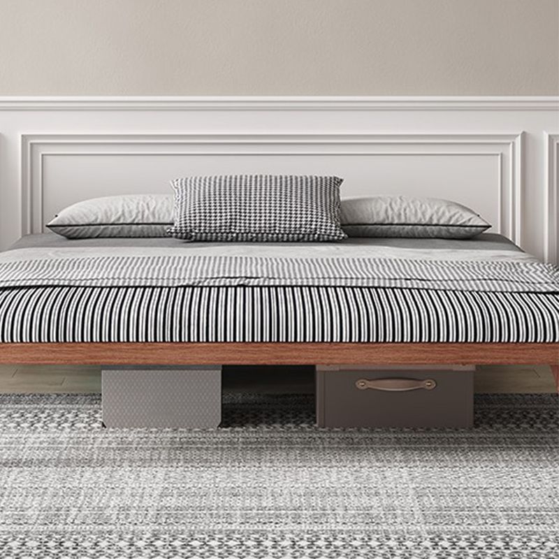 Ash 13.38" High Standard Bed with Custom Gold Legs Brown Bed Without Headboard