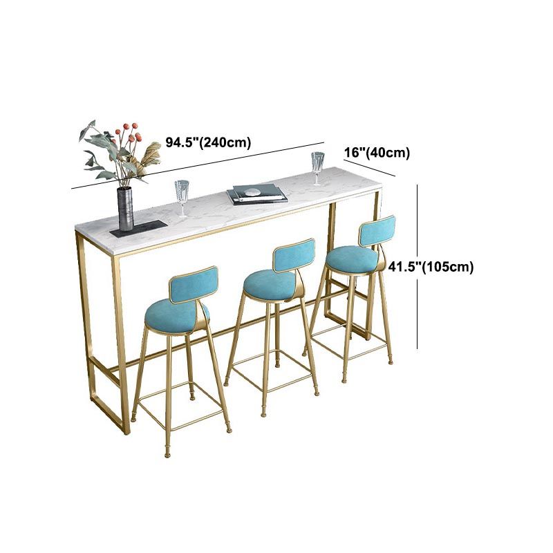 Table à manger en pierre de bar à barreaux de luxe traditionnelle table de bar à trestle doré