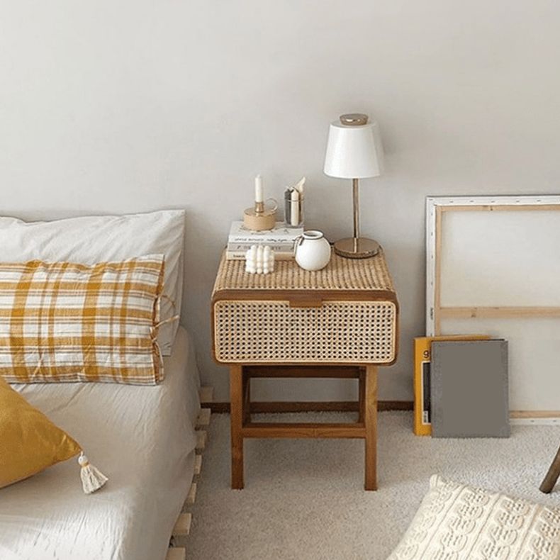 Nightand de table à accent contemporain 23,62 "Table table de chevet de lit avec armoire