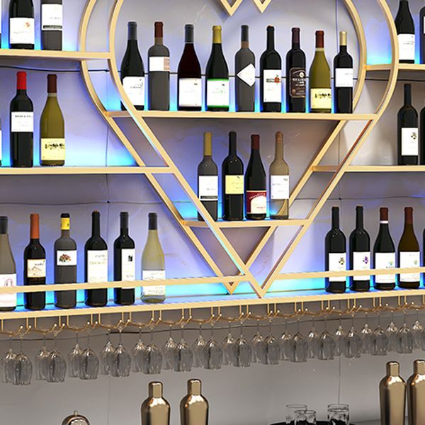 Moderne ijzeren wijnfles en glazen rekwand gemonteerd wijnrek ronde