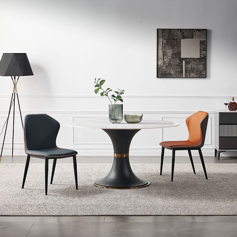 モダンスタイルの焼結石ダイニングラウンドテーブルセット1/3/4/5/7ピースダイニングセット