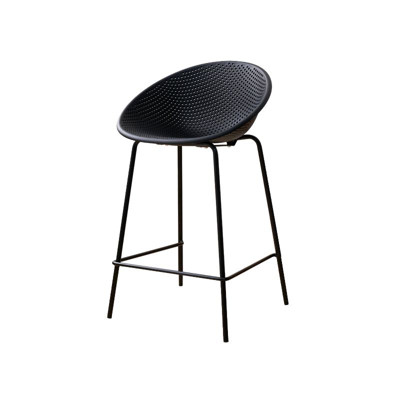 Nordic Backrest Counter Stool with Metal Base Plastic Armless Bar Chair with 4 Legs Clearhalo 'Bar Furniture' 'Bar Stools' 'bar_stools' 'furn' 'furn_bar_stools' 'Furniture' 'Kitchen & Dining Furniture' 1200x1200_a3de1fb5-af3c-4ffa-8b29-99eeb0af940f