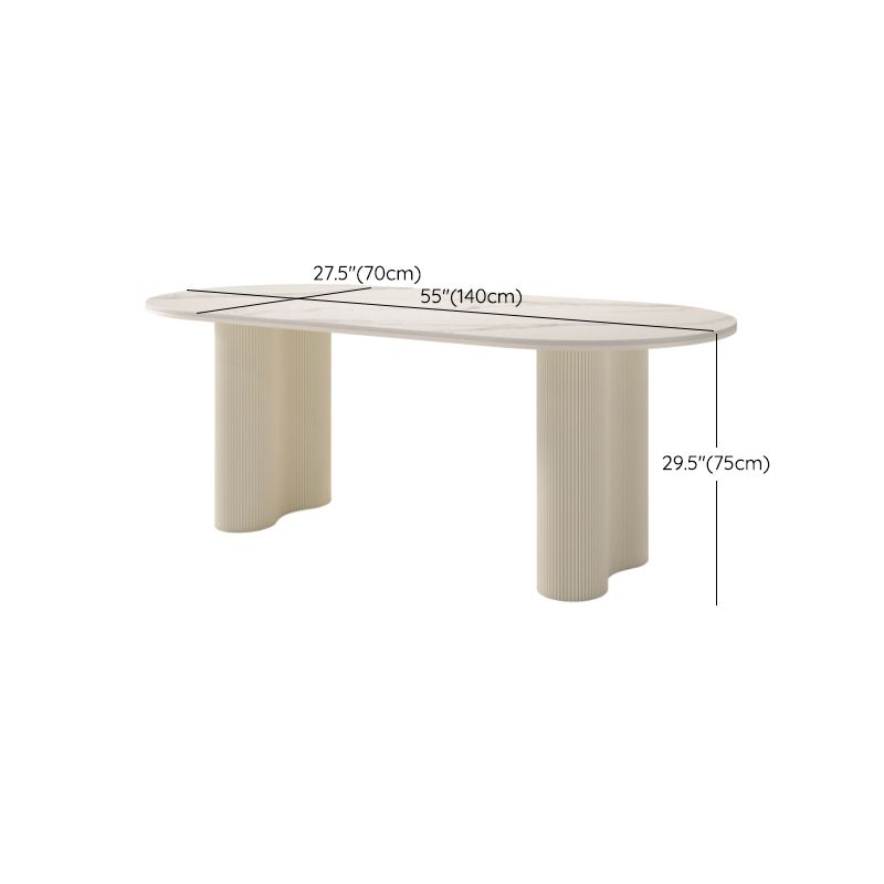 1/2/5/7 Stücke weiß oval gesinterte Stein -Ess -Ess -Set für Zuhause