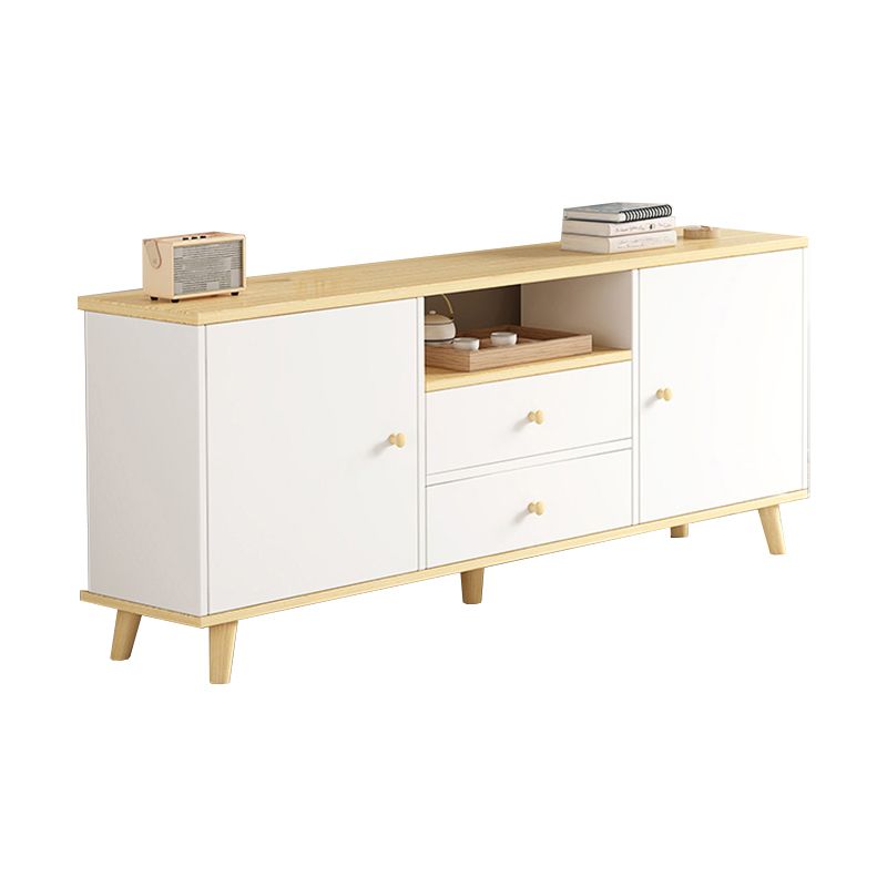 Consola de TV de 2 puertas de estilo de madera de estilo escandinavo con almacenamiento