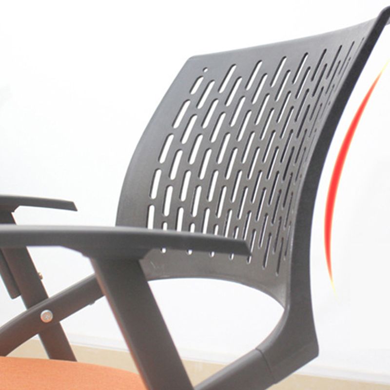 Chaise de bureau contemporaine à bras fixes en plastique, sans roues, chaise de conférence