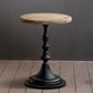 Mesa de cóctel envejecida de estilo francés, mesa de centro con pedestal de madera para sala de estar