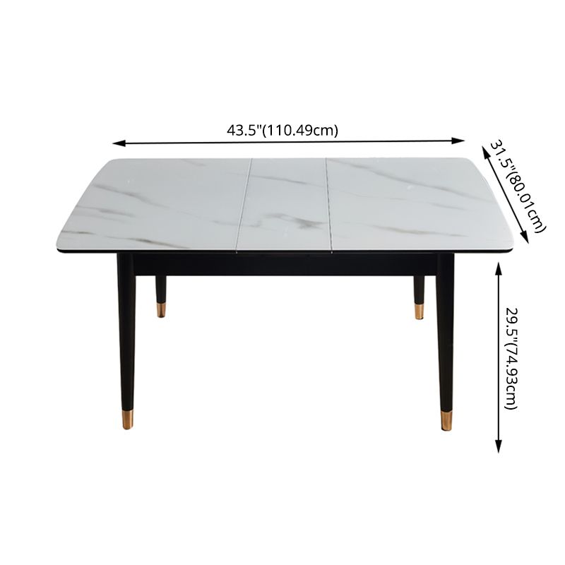 Dining Room Set Contemporary Rectangular Extendable Sintered Stone Dining Table with Wood Base Clearhalo 'Dining Room Sets' 'Dining Tables & Seating' 'dining_room_set' 'furn' 'furn_dining_room_set' 'Furniture' 'furniture_dining_room_set' 'Kitchen & Dining Furniture' 'kitchen&dining_furn' 'kitchen' 1200x1200_a3e4fca3-d549-4a9e-8969-cf63f579a88c