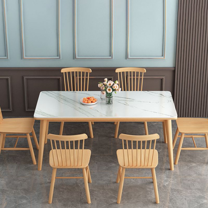 Moderner weißer Rechteckstein für Stein mit 4 Holzfuß