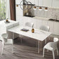 Modern White Dining Room Table Rectangle Acrylic and Stone Double Pedestal Table Clearhalo 'Dining Tables & Seating' 'Dining Tables' 'dining_table' 'furn' 'furn_dining_table' 'Furniture' 'furniture_dining_table' 'Kitchen & Dining Furniture' 'kitchen' 'kitchen_dining_table' 1200x1200_a3e8b1a4-5c53-4100-abd6-58d59b185055