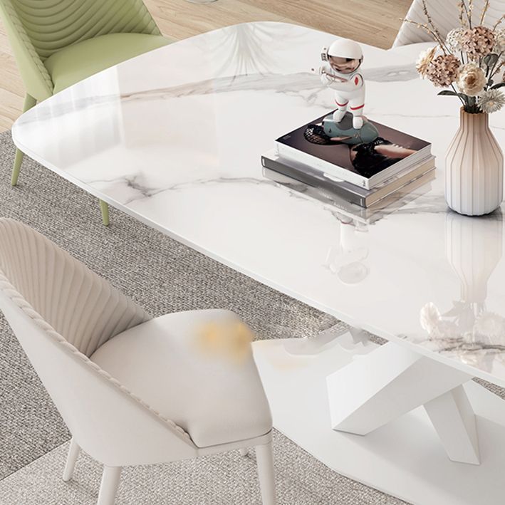 Modern Pedestal Dining Table Rectangle Stone Dining Table for Dining Room Clearhalo 'Dining Tables & Seating' 'Dining Tables' 'dining_table' 'furn' 'furn_dining_table' 'Furniture' 'Kitchen & Dining Furniture' 1200x1200_a3e94317-91e3-49f2-8bf0-fc69f104d8d2