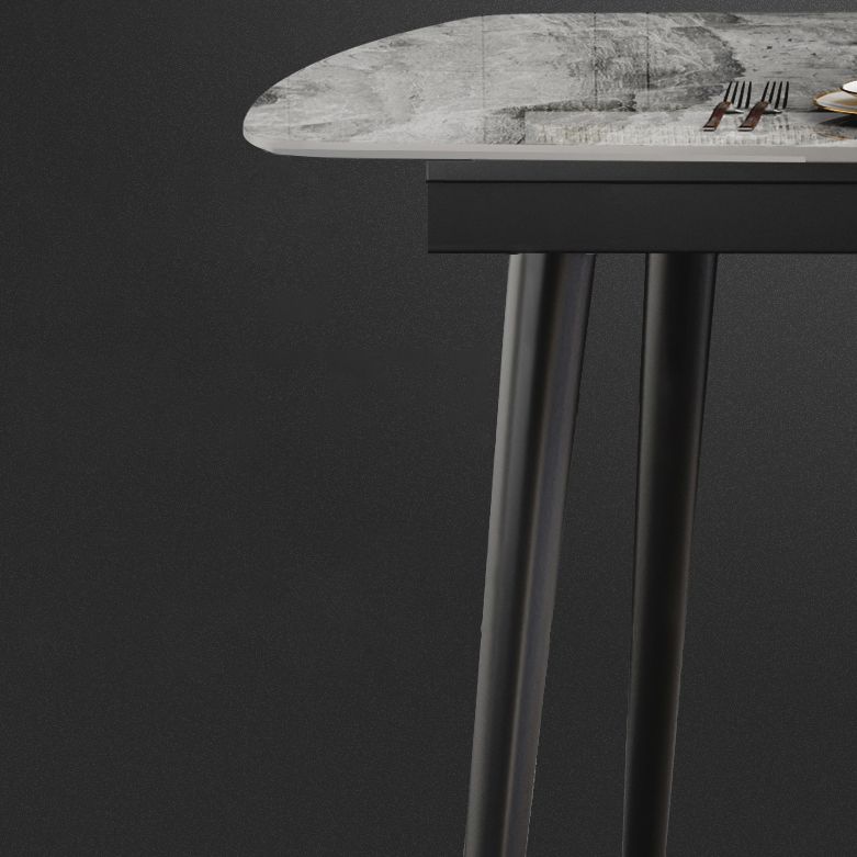 Traditional Luxury Rectangle Dining Table Grey Sintered Stone Table with 4 Legs for Dining Room Clearhalo ' dining_table' 'Dining Tables & Seating' 'Dining Tables' 'furn' 'furn_dining_table' 'Furniture' 'furniture_dining_table' 'Kitchen & Dining Furniture' 'kitchen&dining_furn' 'kitchen' 'kitchen_dining_table' 1200x1200_a3eab7e0-beac-49b7-9232-efa9e0ff9859