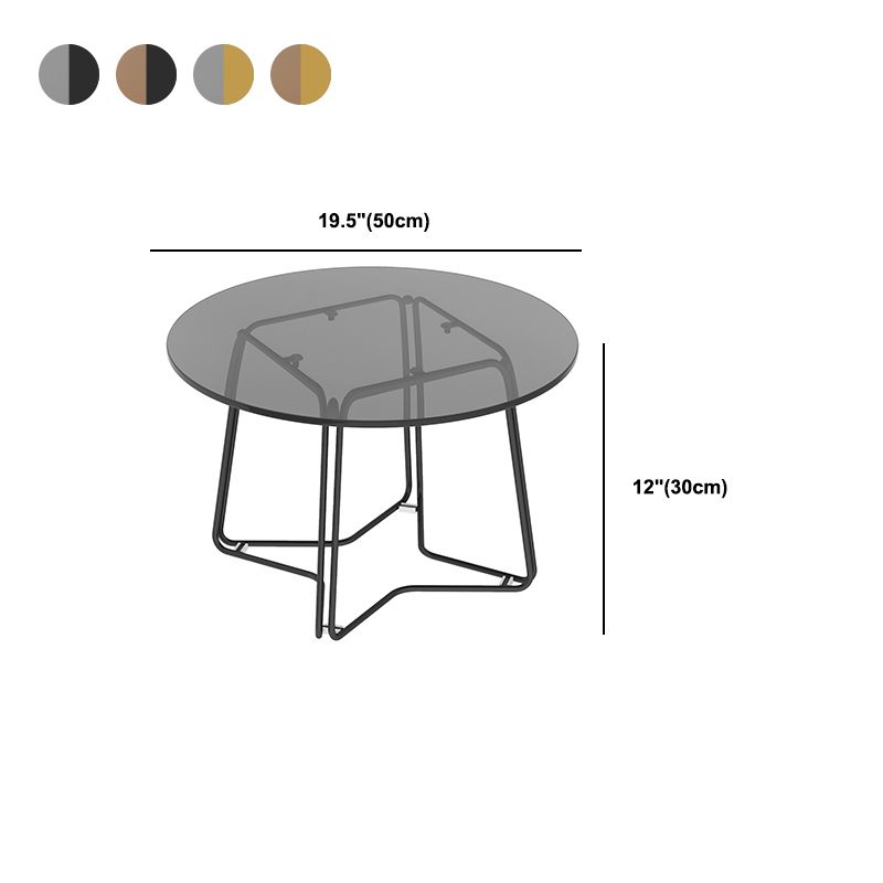 Moderne 11,8 "H ronde glazen salontafel ijzeren abstracte cocktailtafel