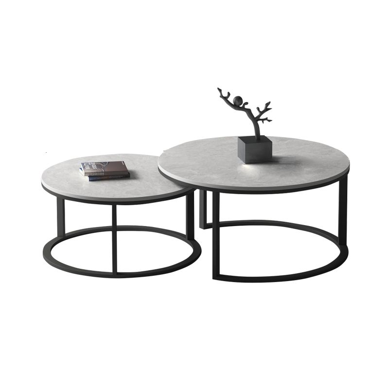 Slate Round Coffee Table 2 Piece Modern Minimalist Bunching Tables Clearhalo 'Coffee & Accent Tables' 'Coffee Tables' 'coffee_tables' 'furn' 'furn_coffee_tables' 'Furniture' 'Living Room Furniture' 1200x1200_a3eafe2f-2dae-4bfa-9b4d-da74a9e6afa5