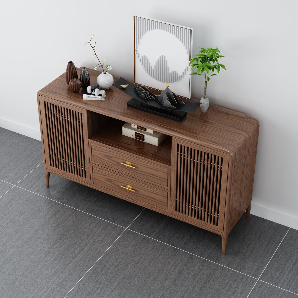 Solid Wooden Sideboard Table 15.7" W √ó35.4" H Living Room Buffet Stand Clearhalo 'buffet_sideboard' 'Buffets & Sideboards' 'furn' 'furn_buffet_sideboard' 'Furniture' 'Kitchen & Dining Furniture' 1200x1200_a3ed5449-e953-4dfe-b2a0-17b39dd6fd8a