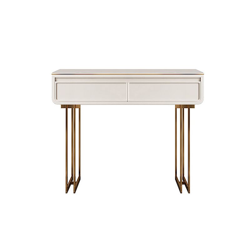 ホワイト/グレーロックプランクカウンタートップソリッドウッドフレーム金属金属ベース2/4ドロワードレッサー