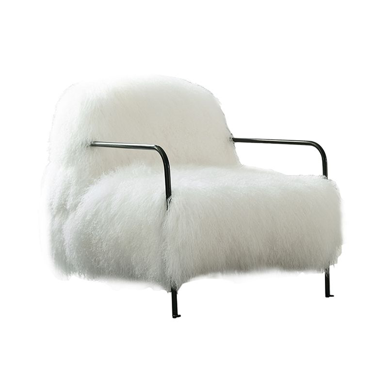 Contemporary 29.52 " Height White Wool Arm Chair for Bedroom Clearhalo 'Accent Chairs' 'accent_chairs' 'Chairs & Seating' 'furn' 'furn_accent_chairs' 'Furniture' 'Living Room Furniture' 1200x1200_a3f1ee1f-beb2-4008-9abb-debe60dc4b57