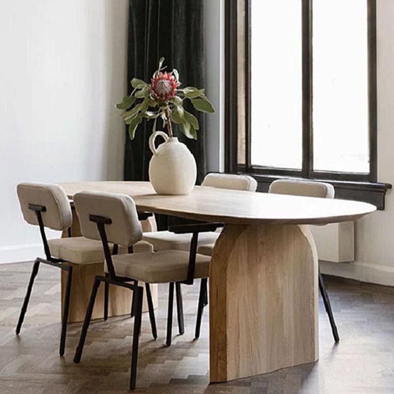 Table à manger en bois massif ovale meubles modernes avec double piédestal pour le bureau