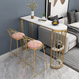 Glam White Marble Pub Table with Specialty Table Top Double Pedestal Table - 42" H Clearhalo 'Bar Furniture' 'Bar Tables' 'bar_tables' 'furn' 'furn_bar_tables' 'Furniture' 'furniture_bar_tables' 'Kitchen & Dining Furniture' 1200x1200_a3f2969c-934b-4775-8112-ff72c8888890