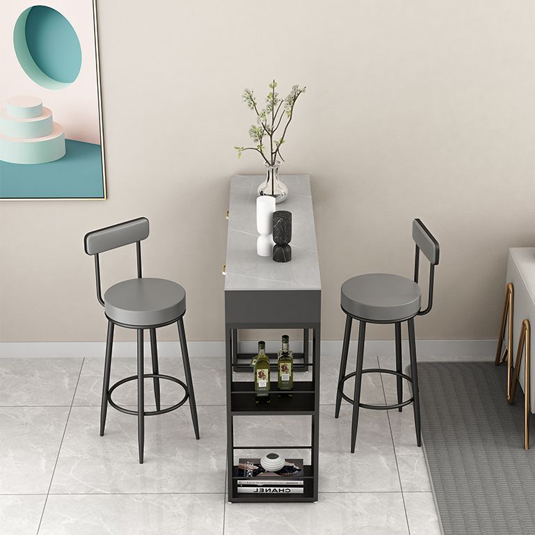Marble Bar Height Table with Rectangle Table Top Double Pedestal Table - 41.3" H Clearhalo 'Bar Furniture' 'Bar Tables' 'bar_tables' 'furn' 'furn_bar_tables' 'Furniture' 'furniture_bar_tables' 'Kitchen & Dining Furniture' 1200x1200_a3f31c75-deeb-4500-a64b-1f07da20baef