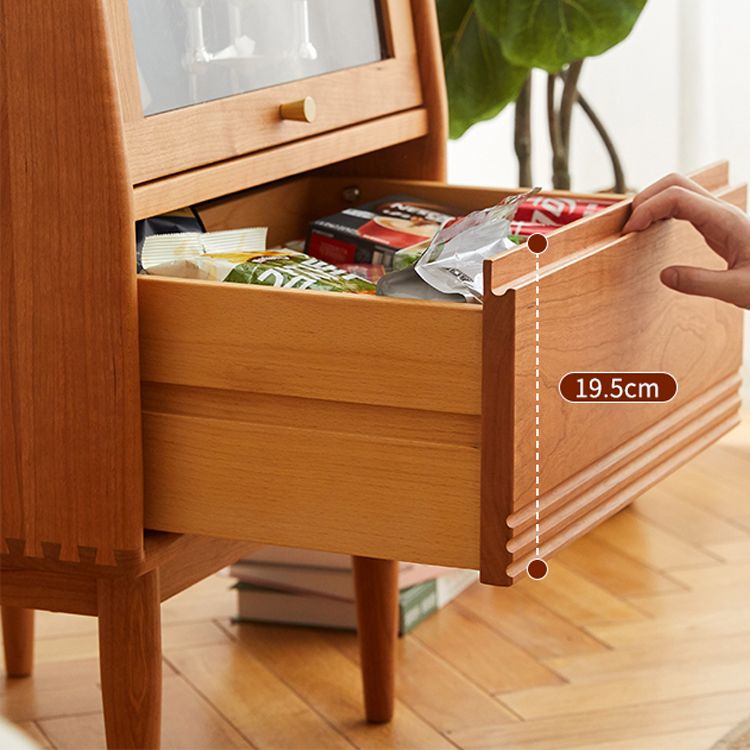 2 - Door and 1 - Drawer Solid Wood Chest 43.3" Tall Glass Paned Side Cabinet Clearhalo 'Cabinets & Chests' 'cabinets_chests' 'furn' 'furn_cabinets_chests' 'Furniture' 'Living Room Furniture' 1200x1200_a3f529b8-eb3c-453f-be87-a6fd00ad4e02