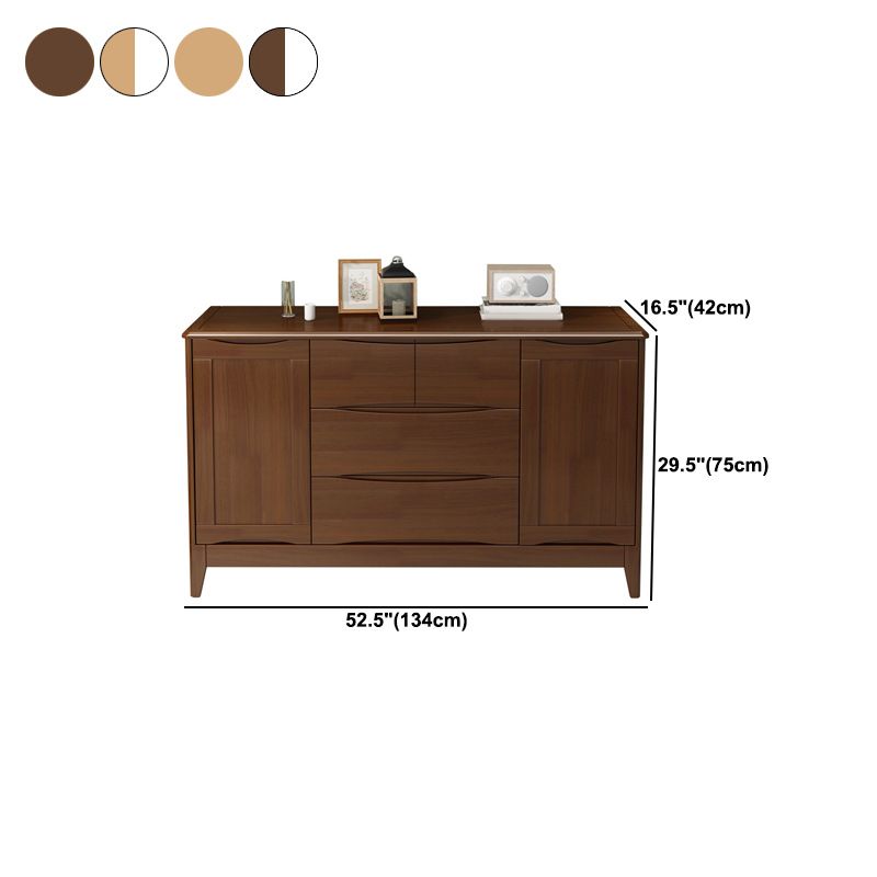 Accento di legno della metà del secolo con porte e 4 cassetti