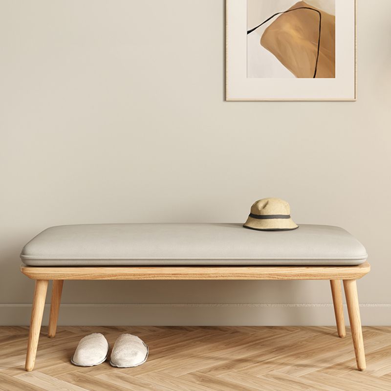 Panca in legno di gomma contemporanea rettangolo da 15 "panca da letto larga con gambe