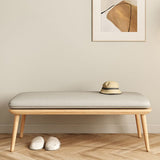 Panca in legno di gomma contemporanea rettangolo da 15 "panca da letto larga con gambe