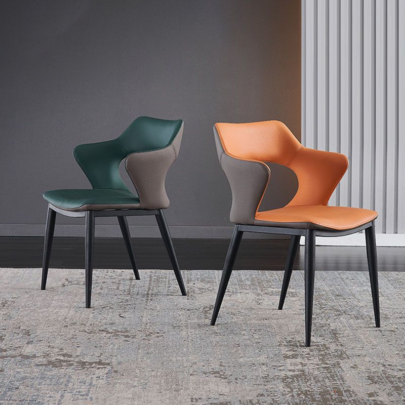 Contemporary Dining Chair Kitchen Open Back Arm Side Chair with Metal Legs Clearhalo 'Dining Chairs' 'Dining Tables & Seating' 'dining_chair' 'furn' 'furn_dining_chair' 'Furniture' 'furniture_dining_chair' 'Kitchen & Dining Furniture' 1200x1200_a3f72b96-7855-485b-90c2-36d9929ec814