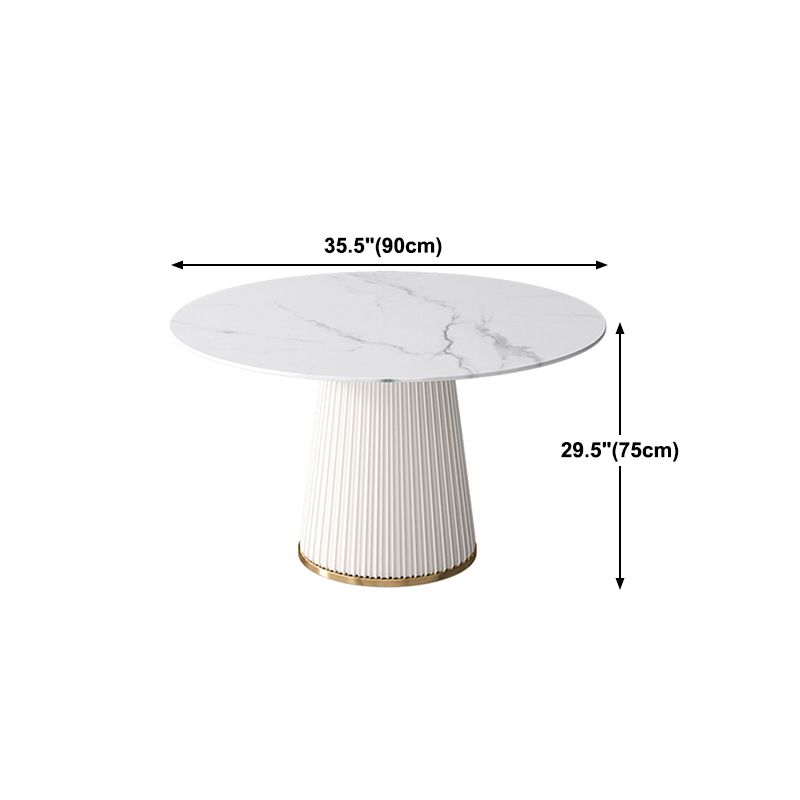 Sintered Stone White Table for Restaurant Luxury Round Dining Table with Pedestal Base Clearhalo 'Dining Tables & Seating' 'Dining Tables' 'dining_table' 'furn' 'furn_dining_table' 'Furniture' 'furniture_dining_table' 'Kitchen & Dining Furniture' 'kitchen' 'kitchen_dining_table' 1200x1200_a3f793fc-db83-4bba-8859-ffa187d181d7