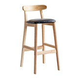 Industrial Backrest Armless Counter Stool Wood Cafe Bar Stool with Pedal and Cushion