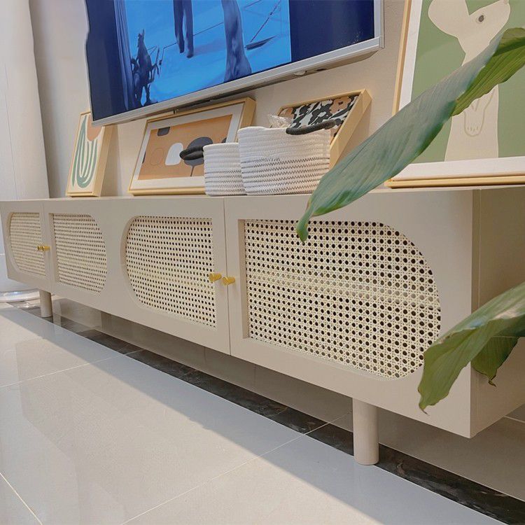 Rattan 4 Doors Buffet Table 20-inch Height Wood Kitchen Table for Dining Room Clearhalo 'buffet_sideboard' 'Buffets & Sideboards' 'furn' 'furn_buffet_sideboard' 'Furniture' 'furniture_buffet_sideboard' 'Kitchen & Dining Furniture' 1200x1200_a3f818c8-b240-4fbd-8334-59ed843c35dc