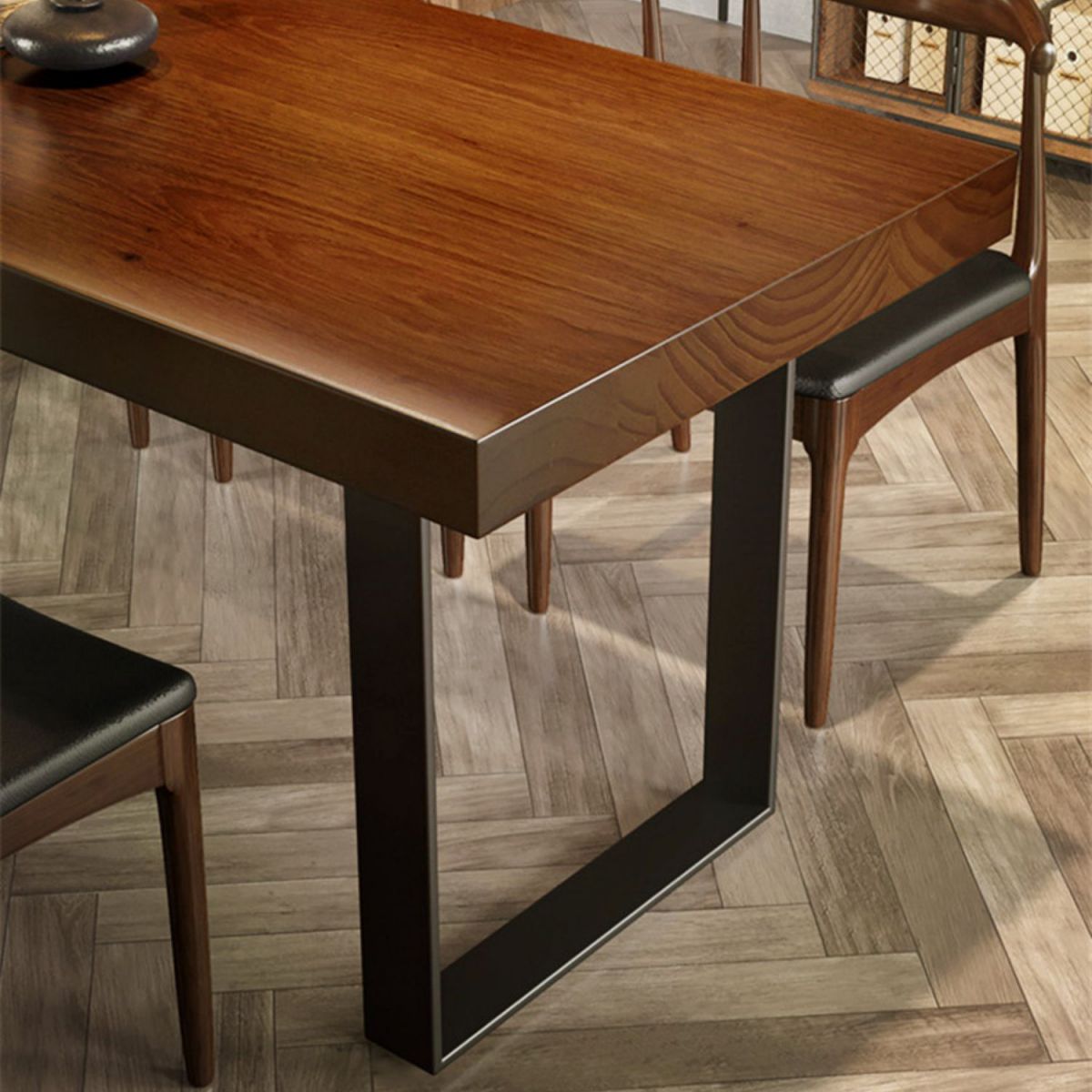 Industrial 1/5/7 Pieces Dining Set Rectangle Pine Wood Dining Table for Dining Room Clearhalo 'Dining Room Sets' 'Dining Tables & Seating' 'dining_room_set' 'furn' 'furn_dining_room_set' 'Furniture' 'Kitchen & Dining Furniture' 1200x1200_a3fa34f6-0c3d-46f8-b338-73f6b1c65df5