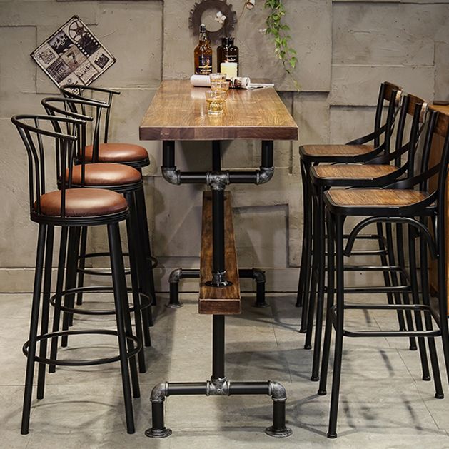 Wood Top Water Pipe Frame Counter Table Industrial 42-inch Height Table for Dinning Room Clearhalo 'Bar Furniture' 'Bar Tables' 'bar_tables' 'furn' 'furn_bar_tables' 'Furniture' 'furniture_bar_tables' 'Kitchen & Dining Furniture' 1200x1200_a3fade0c-422a-465c-b9d4-618600e9128c