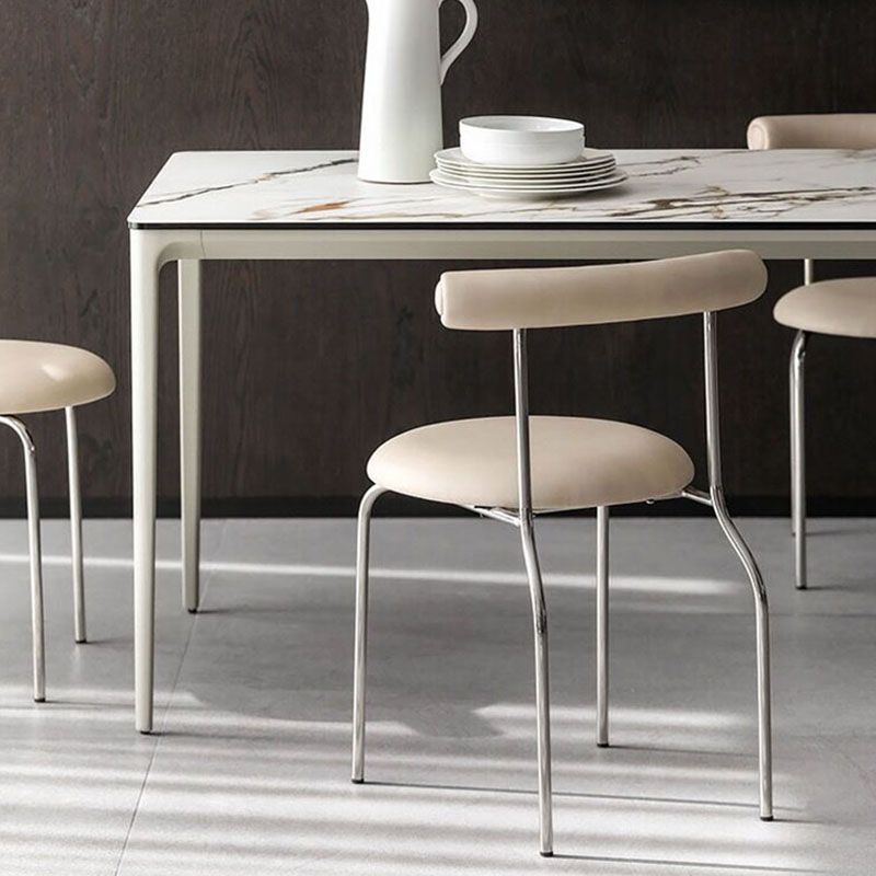 Glam Stainless Steel Legs Armless Dining Chairs Open Back Dining Side Chair in Silver Clearhalo 'Dining Chairs' 'Dining Tables & Seating' 'dining_chair' 'furn' 'furn_dining_chair' 'Furniture' 'furniture_dining_chair' 'Kitchen & Dining Furniture' 1200x1200_a3fbe85e-f046-4b5a-b111-85e357ddb52f