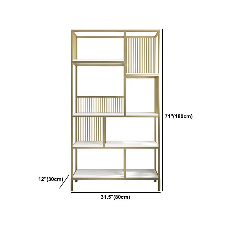 Modern Metel Bookcase Gold Etagere Bookshelf for Living Room 70.9" H X 11.8" W Clearhalo 'Bookcases' 'furn' 'furn_bookcases' 'Furniture' 'Office Furniture' 1200x1200_a3fd838d-f1b8-4180-bcbb-59dece092384