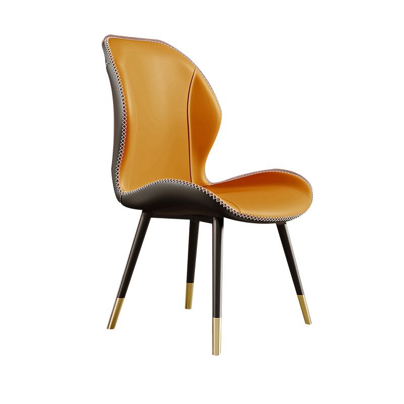 Glam Style Chair Leather Wingback Dining Chair for Kitchen Use Clearhalo 'Dining Chairs' 'Dining Tables & Seating' 'dining_chair' 'furn' 'furn_dining_chair' 'Furniture' 'Kitchen & Dining Furniture' 1200x1200_a3fe5342-c929-434c-8417-eb59f3dc4e68