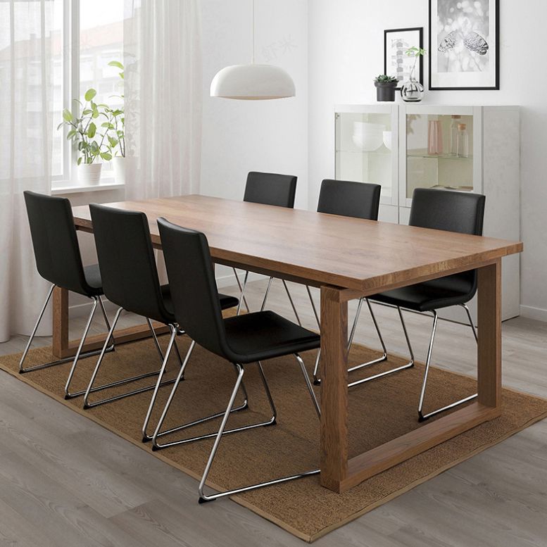 Rectangle Wood Dining Table Modern Pine Table in Brown with Double Pedestal Clearhalo ' dining_table' 'Dining Tables & Seating' 'Dining Tables' 'furn' 'furn_dining_table' 'Furniture' 'furniture_dining_table' 'Kitchen & Dining Furniture' 'kitchen&dining_furn' 'kitchen' 'kitchen_dining_table' 1200x1200_a3ffd492-ef04-4805-81f6-96fd4e87cc62
