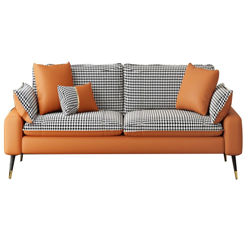 Imitated Leather Upholstered Sofa with Pillow Back Latex/sponge Padding Clearhalo 'Furniture' 'furniture_sofas' 'kitchen' 'kitchen_sofas' 'Living Room Furniture' 'Sofa' 'sofas' 1200x1200_a4004f83-3b4d-4a7b-a98b-9f479d3184f7