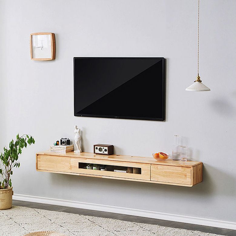 Rubberwood 9.45" D TV Stand Nordic Floating TV Stand with Storage Drawers Clearhalo 'furn' 'furn_tv_stands_entertainment_centers' 'Furniture' 'Living Room Furniture' 'TV Stands & Entertainment Centers' 'TV Stands & Media Storage Furniture' 'tv_stands_entertainment_centers' 1200x1200_a401b015-b391-49f3-b8a7-bfc7e4e54d29