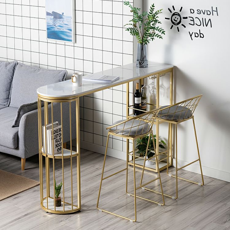 Glam Pub Table Specialty Bar Height Bar Table with Double Pedestal for Indoor