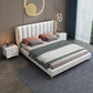 Glam White Panel Bed Upholstered Headboard Standard Bed 60"W x 80"L