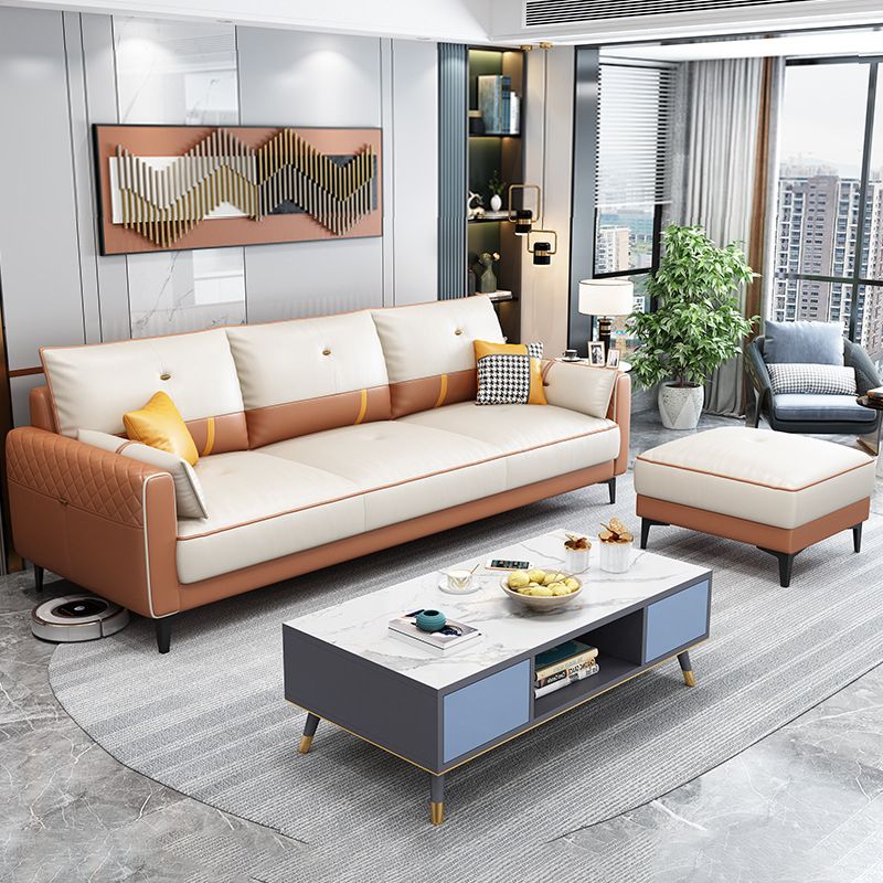 Skandinavisches 3-Sitzer-Sofa mit Ottomane inklusive Square Arm Sofa