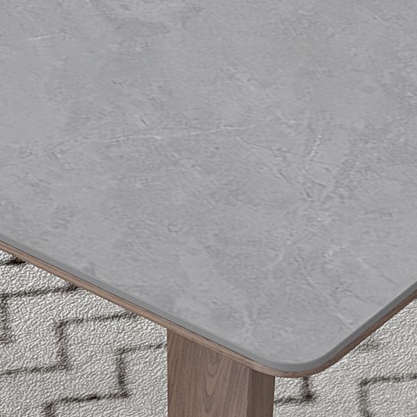 Mid-Century Modern Dining Table Gray Sintered Stone Dining Table with Wood Base Clearhalo ' dining_table' 'Dining Tables & Seating' 'Dining Tables' 'furn' 'furn_dining_table' 'Furniture' 'furniture_dining_table' 'Kitchen & Dining Furniture' 'kitchen&dining_furn' 'kitchen' 'kitchen_dining_table' 1200x1200_a407a22f-7e8e-444d-bdd4-0931eb348b4b